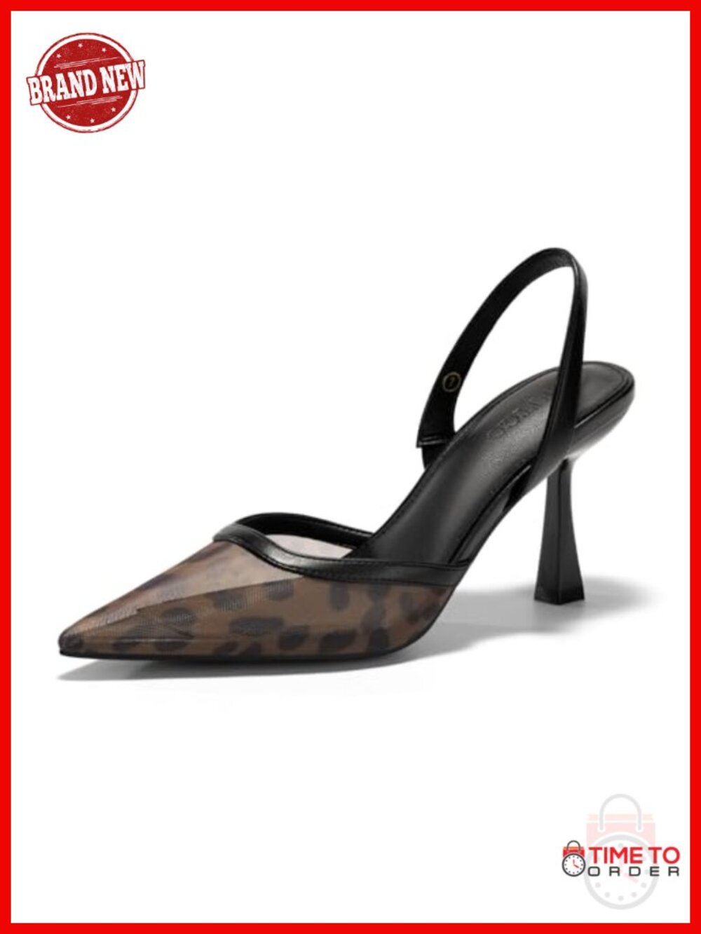 Women's Mesh Slingback Kitten Heels Pointed Toe Stiletto Pumps